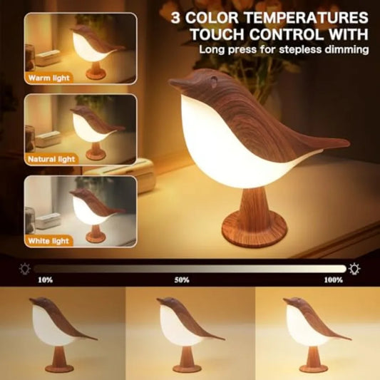 2 in 1 Small Desk Lamp, Bird Cordless Table Lamp with 3 Color Temperature Dimmer and Touch Sensor - Rechargeable Battery Night