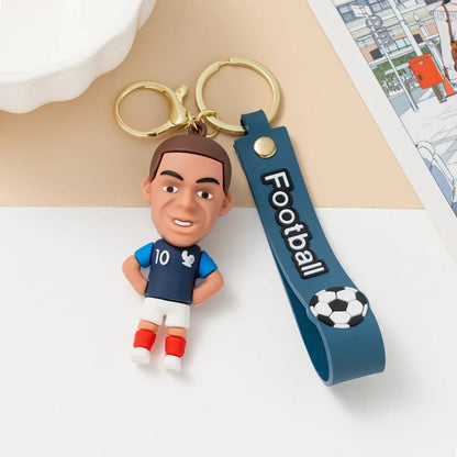 6pack pcv Football Figure Keychain Jewelry Bag Pendent Keyring Collection Doll Car Ornaments Key Accessories Souvenir