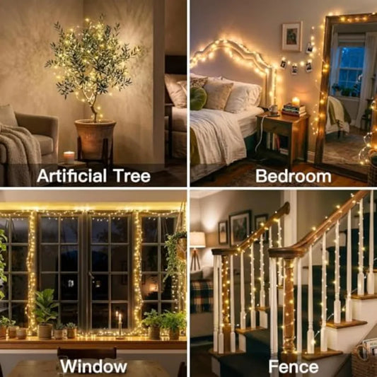 66Feet 200 LED Outdoor String Lights, Fairy Lights Battery Operated with Remote, Twinkle Lights Battery Operated for Bedroom, D
