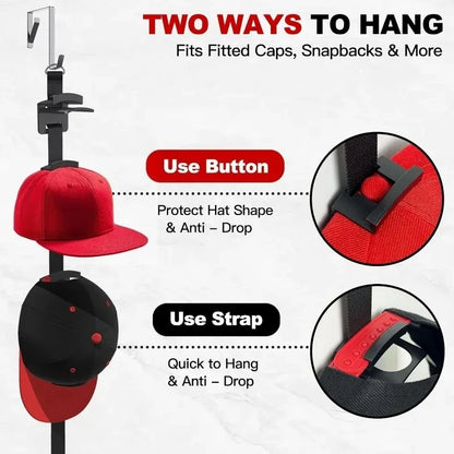 Over Door Baseball Cap Rack Holding Up To 10 Hats Space-saving Closet Hat Collections Display Organizer Home Storage Accessories