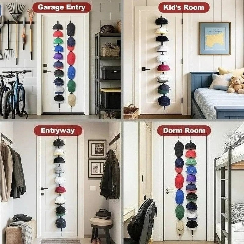 Over Door Baseball Cap Rack Holding Up To 10 Hats Space-saving Closet Hat Collections Display Organizer Home Storage Accessories