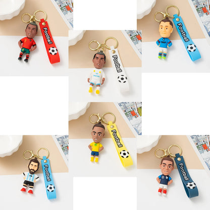 6pack pcv Football Figure Keychain Jewelry Bag Pendent Keyring Collection Doll Car Ornaments Key Accessories Souvenir