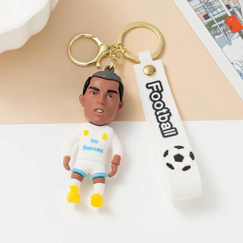 6pack pcv Football Figure Keychain Jewelry Bag Pendent Keyring Collection Doll Car Ornaments Key Accessories Souvenir