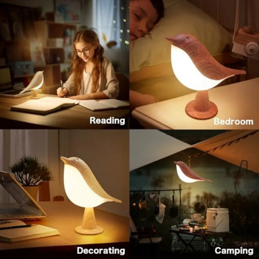 2 in 1 Small Desk Lamp, Bird Cordless Table Lamp with 3 Color Temperature Dimmer and Touch Sensor - Rechargeable Battery Night