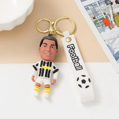 6pack pcv Football Figure Keychain Jewelry Bag Pendent Keyring Collection Doll Car Ornaments Key Accessories Souvenir