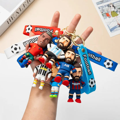6pack pcv Football Figure Keychain Jewelry Bag Pendent Keyring Collection Doll Car Ornaments Key Accessories Souvenir