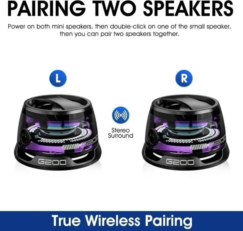 Mini Stereo Speaker Bluetooth Wireless With RGB Lighting Magnetic Base Travel Phone Holder For iPhone/Xiaomi/Huawei/PC/MacBook