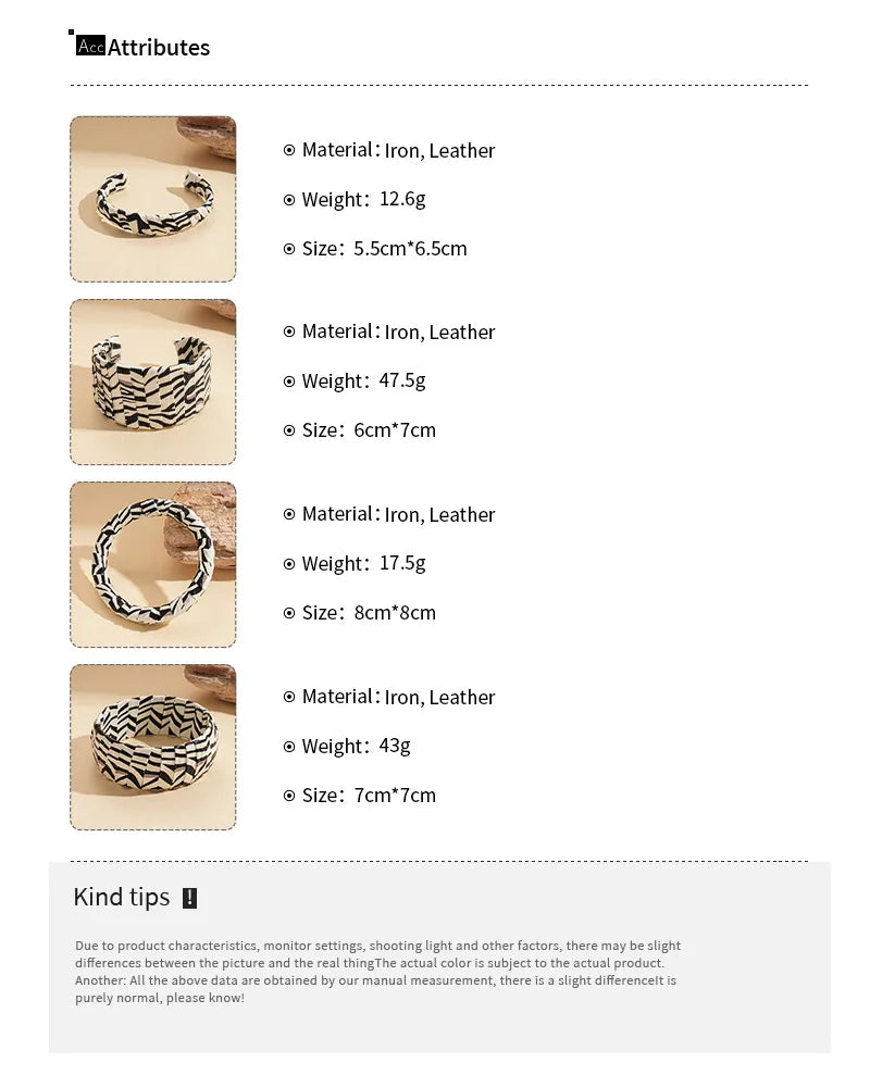 Vintage Leopard Print Cuff Bangles for Women Trendy Classic Leather Zebra Print Bracelet High-end Hand Fashion Jewelry Wedding B