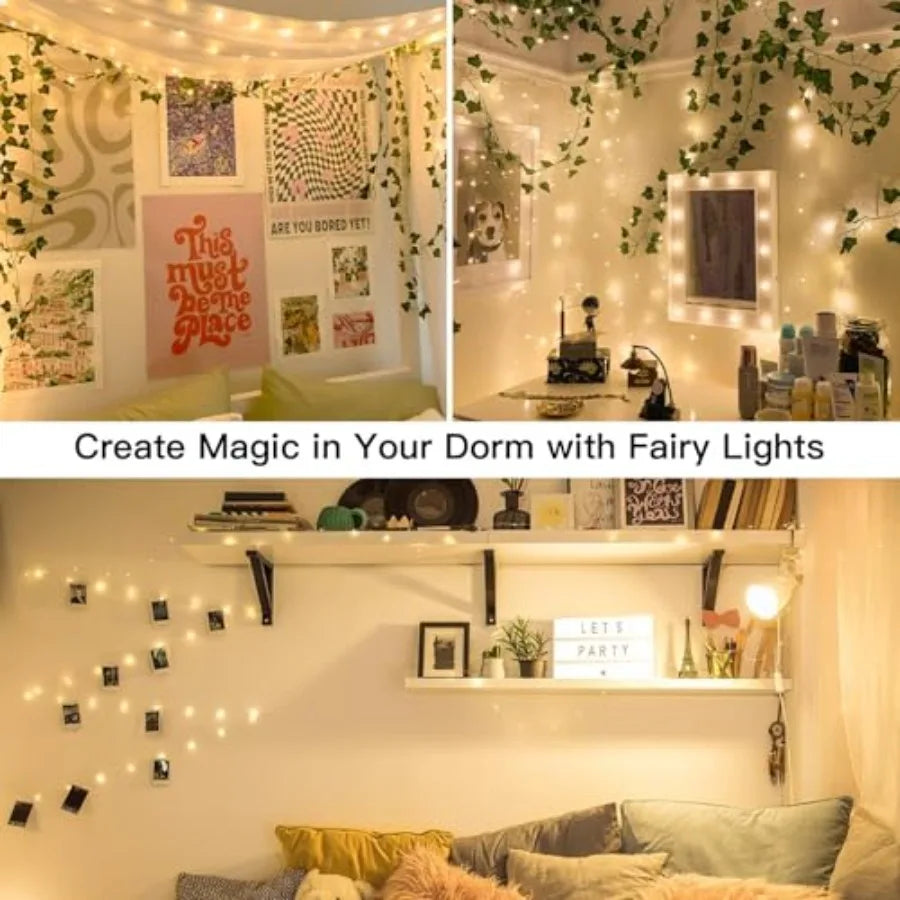 66Feet 200 LED Outdoor String Lights, Fairy Lights Battery Operated with Remote, Twinkle Lights Battery Operated for Bedroom, D