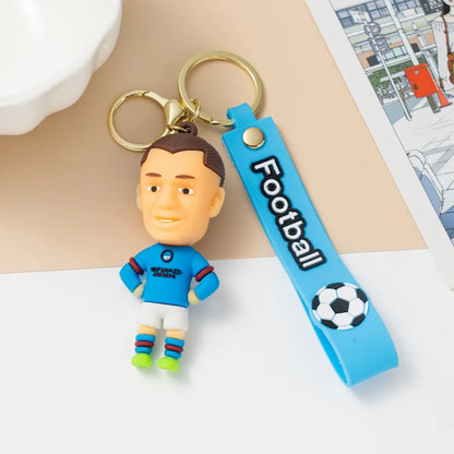 6pack pcv Football Figure Keychain Jewelry Bag Pendent Keyring Collection Doll Car Ornaments Key Accessories Souvenir