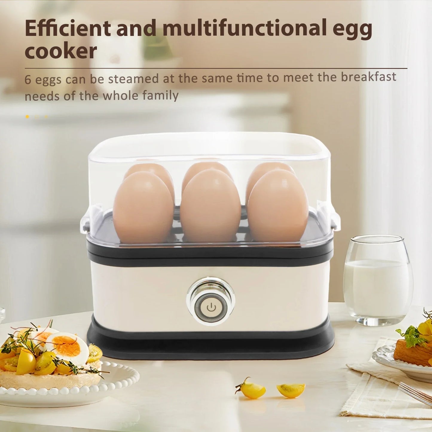 6 Egg Capacity Electric Egg Cooker Stainless Steel Henapple Boiler with Auto Shut Off Feature Safe Henapple for Home