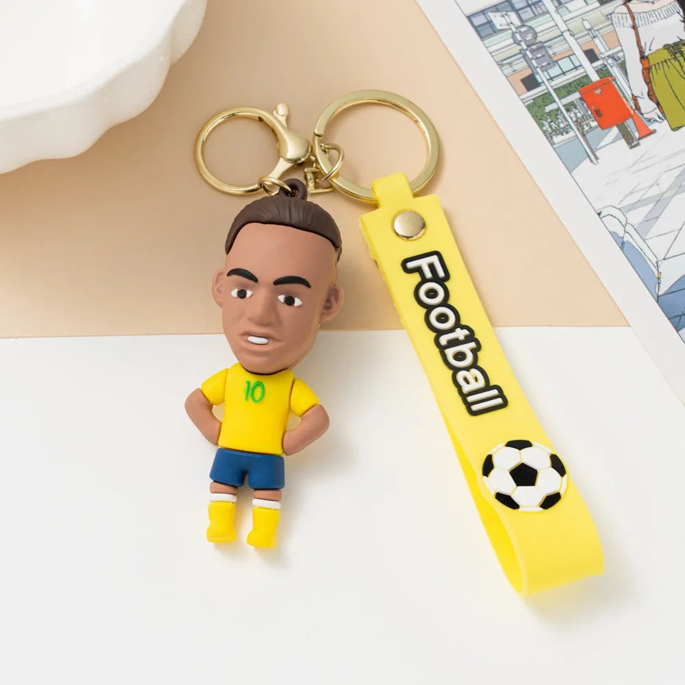 6pack pcv Football Figure Keychain Jewelry Bag Pendent Keyring Collection Doll Car Ornaments Key Accessories Souvenir