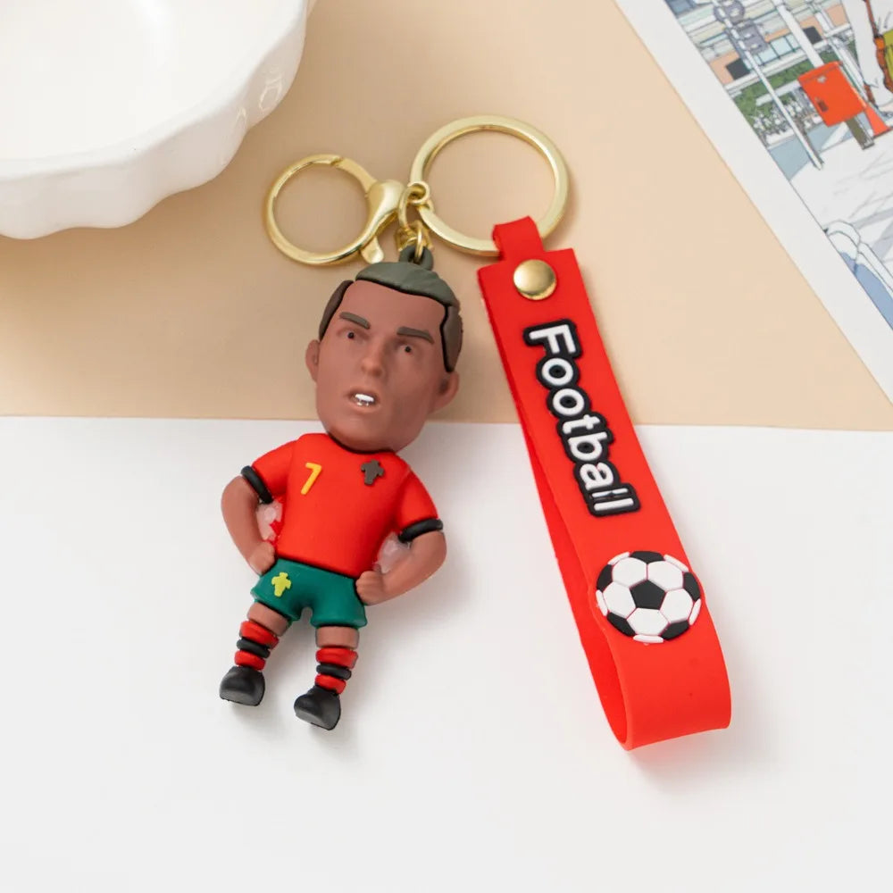 6pack pcv Football Figure Keychain Jewelry Bag Pendent Keyring Collection Doll Car Ornaments Key Accessories Souvenir