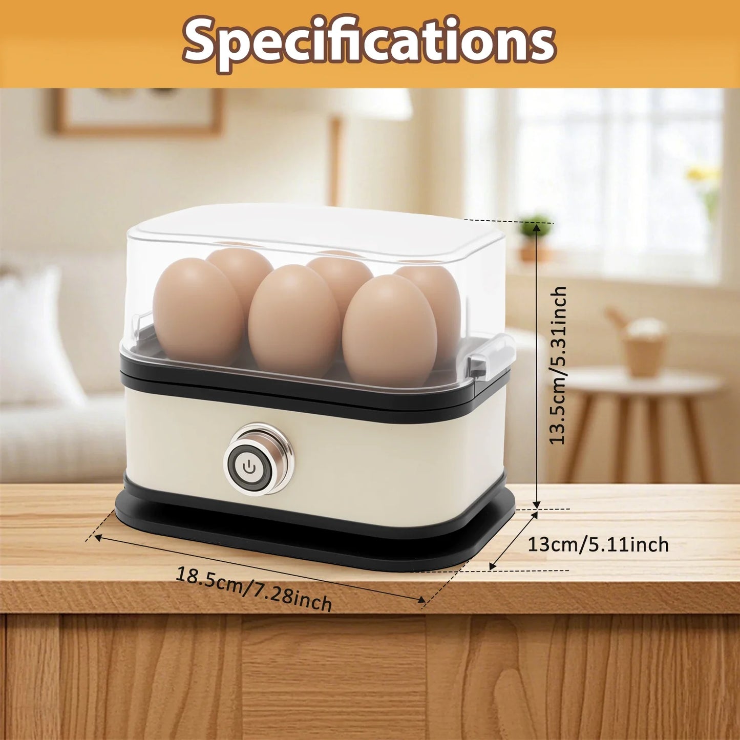 6 Egg Capacity Electric Egg Cooker Stainless Steel Henapple Boiler with Auto Shut Off Feature Safe Henapple for Home