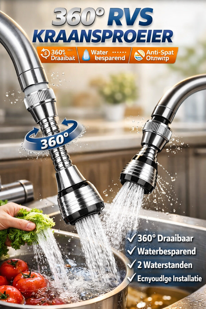 Kitchen Stainless Steel Faucet Sprinkler Water-saving Device Lengthening Rotating Splash Proof Sprinkler Spray Extender Bubbler